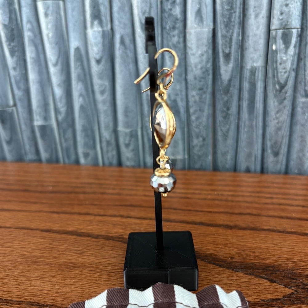 Henri Bendel Gold Tone Faceted Crystal Drop Dangle Earrings with Dust Bag - Picture 3 of 5